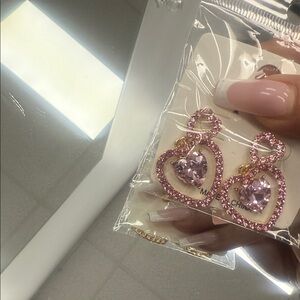 Pink Heart Drop Earrings